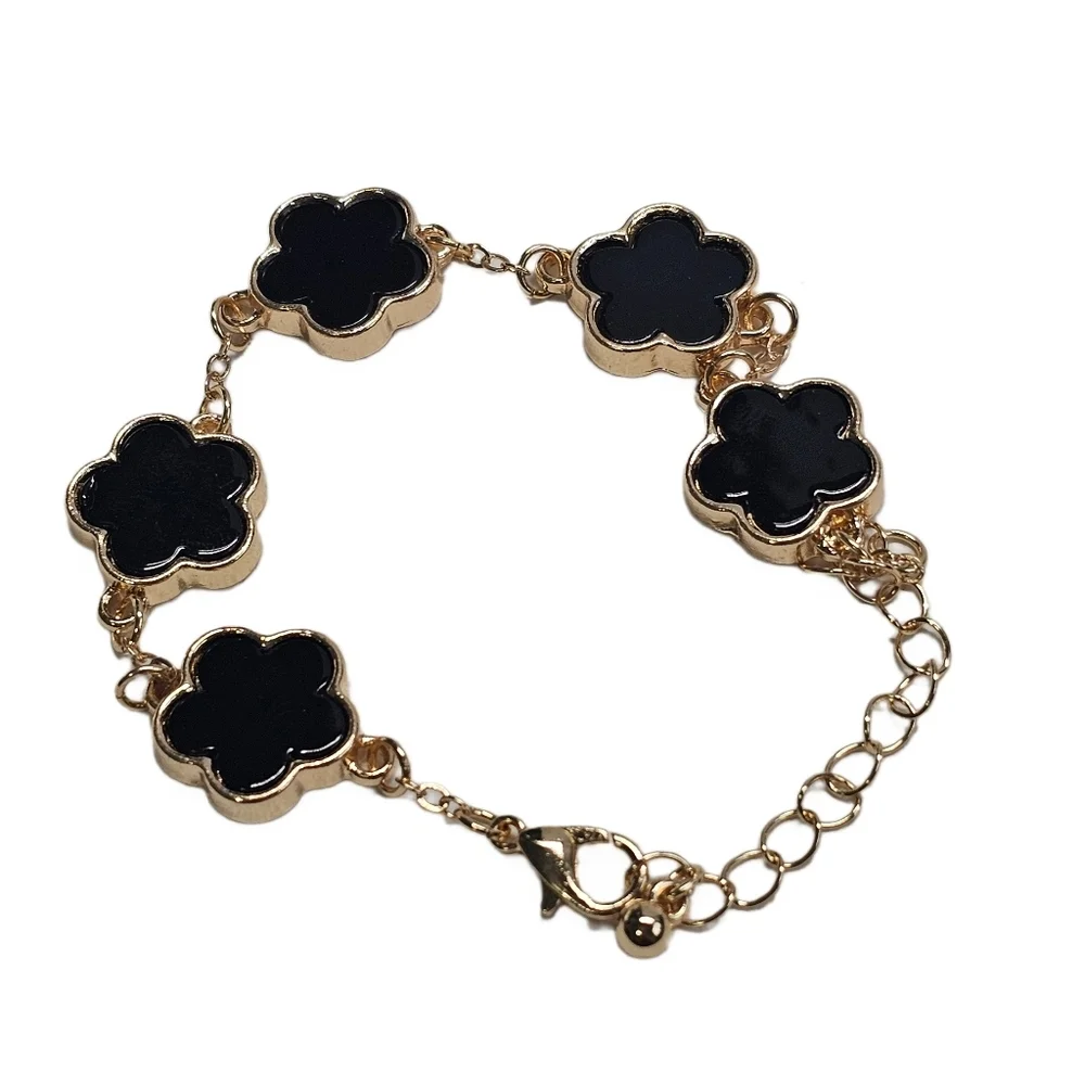 Bohemian Clover Black Gold Fashion Charm Bracelet